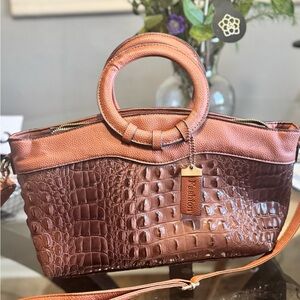 Brown Crocodile Pattern Handbag